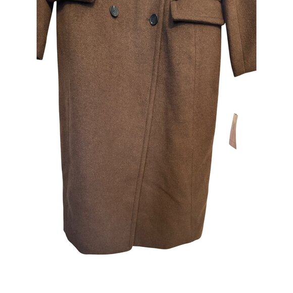 NWT L Avec Les Filles Womens Brown Double-Breasted Long Wool Blend Coat - Picture 12 of 16